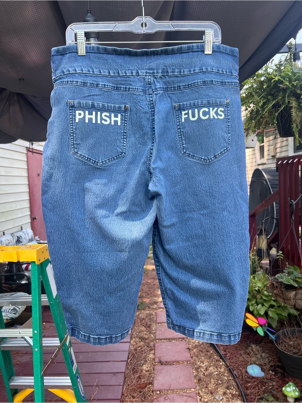 Blue Denim Shorts with Glow-In-The-Dark “PHISH F*CKS” design